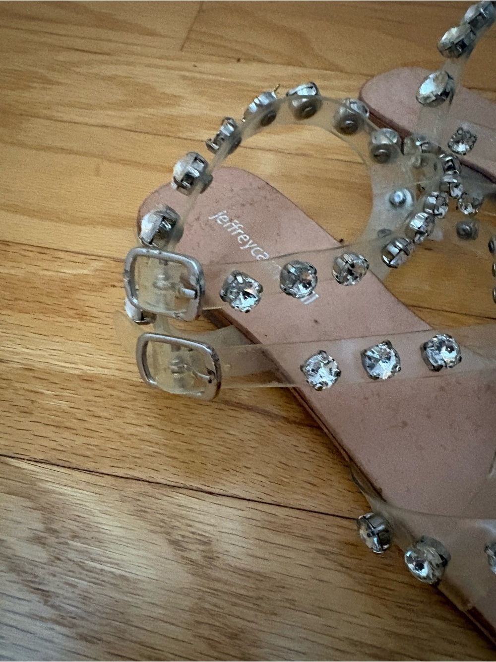 Jeffrey Campbell Clear Crystal Embellished Flat Sandals Size 8 - Picture 4 of 6